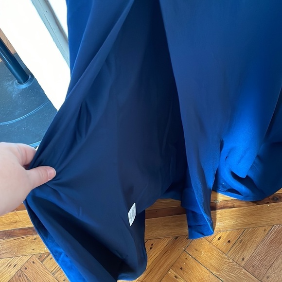 Dress the Population Pacific Blue V Neck High Slit Sandra Floor Length Dress - Picture 4 of 8